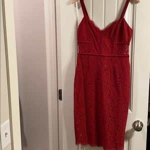 Express Red Lace Midi Dress